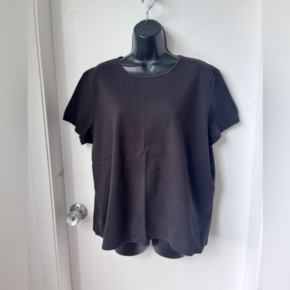 Eileen Fisher Plus Size Black Jersey Crew Neck Short Sleeve Tee Top 1X - Picture 2 of 8